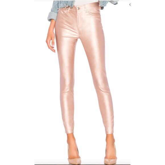 Free People Long and Lean Rose Gold High Rise Vegan Leather Legging - Picture 3 of 11